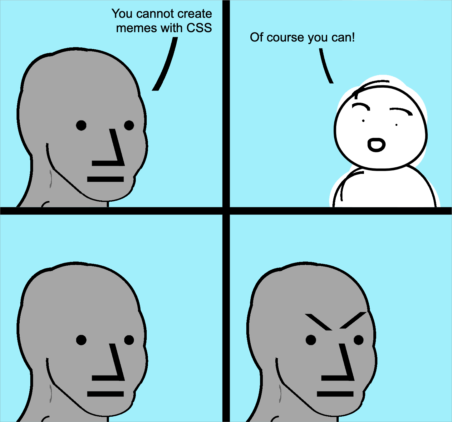 comiCSS #47: CSS Angry NPC Wojak